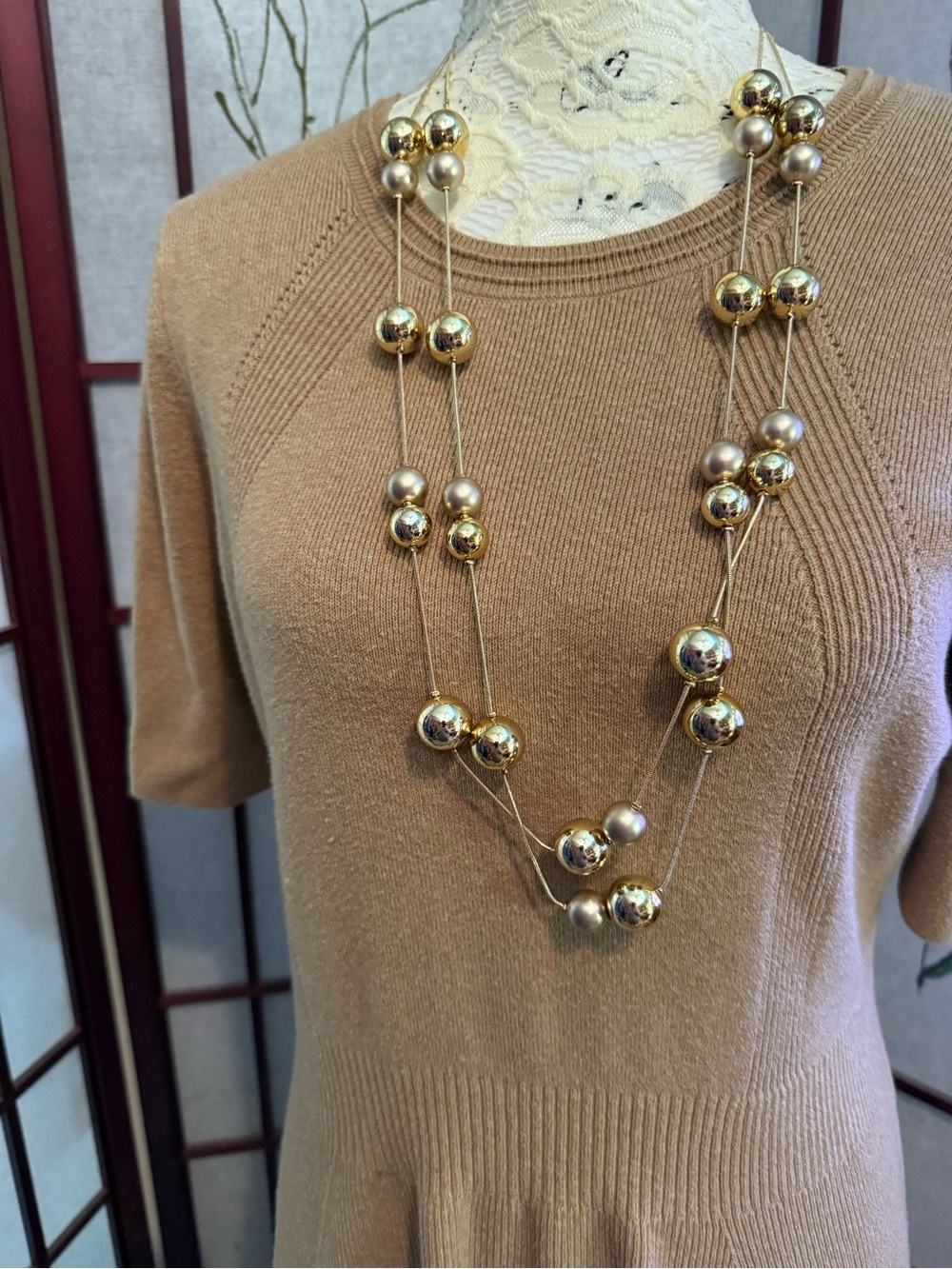 Lane Bryant Gold-Tone Multi-Strand Bead Necklace